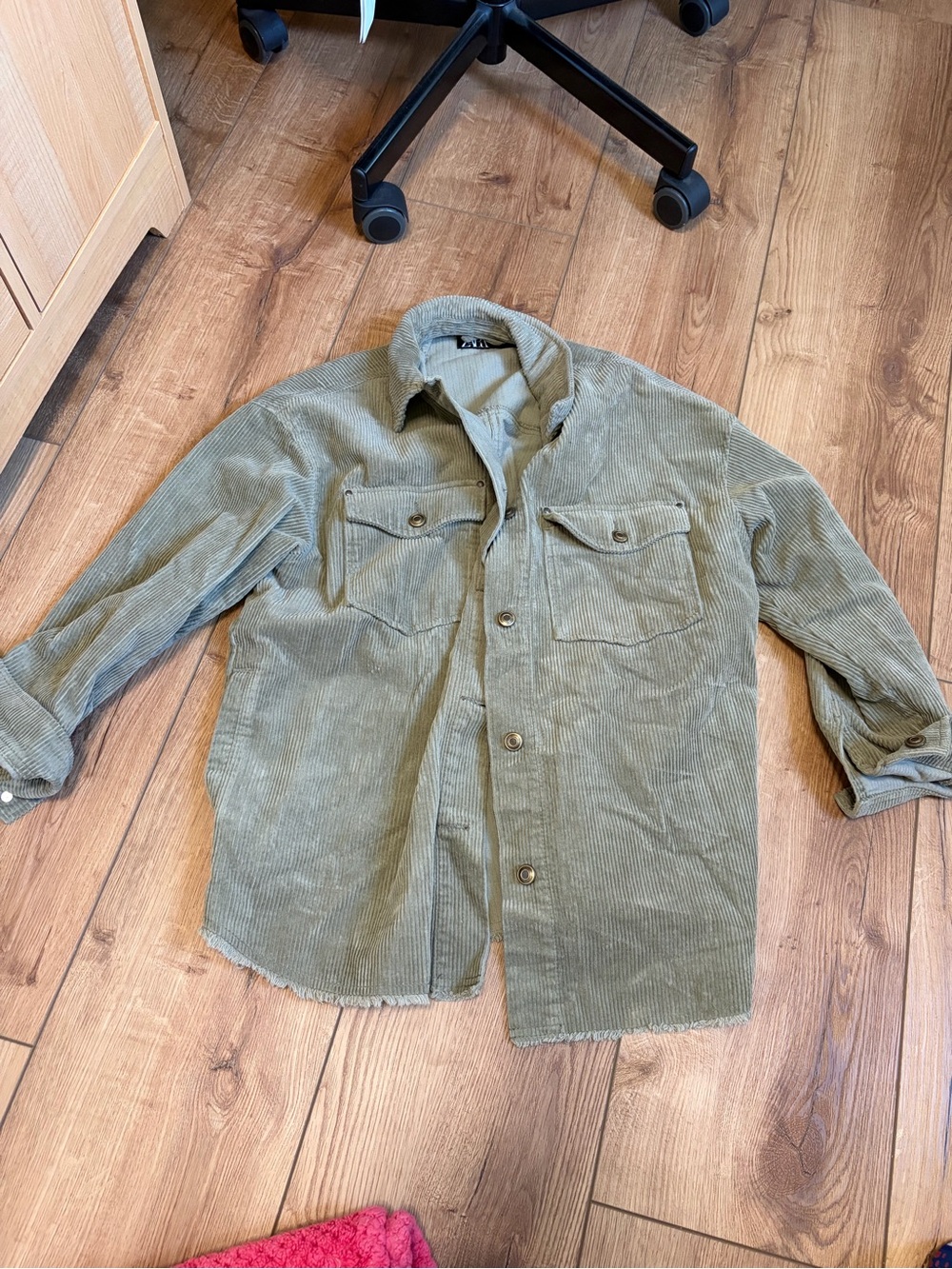 Zara Olive Corduroy Shirt Jacket